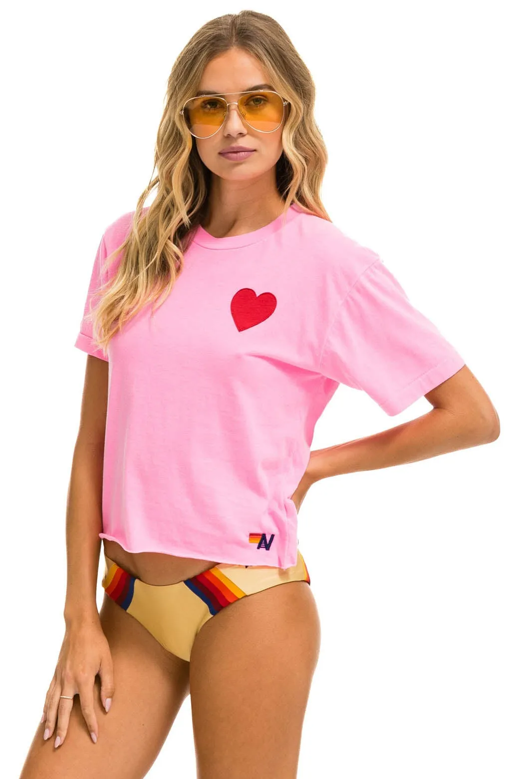 HEART STITCH BOYFRIEND TEE - NEON PINK sold by Aviator Nation product image thumbnail 2