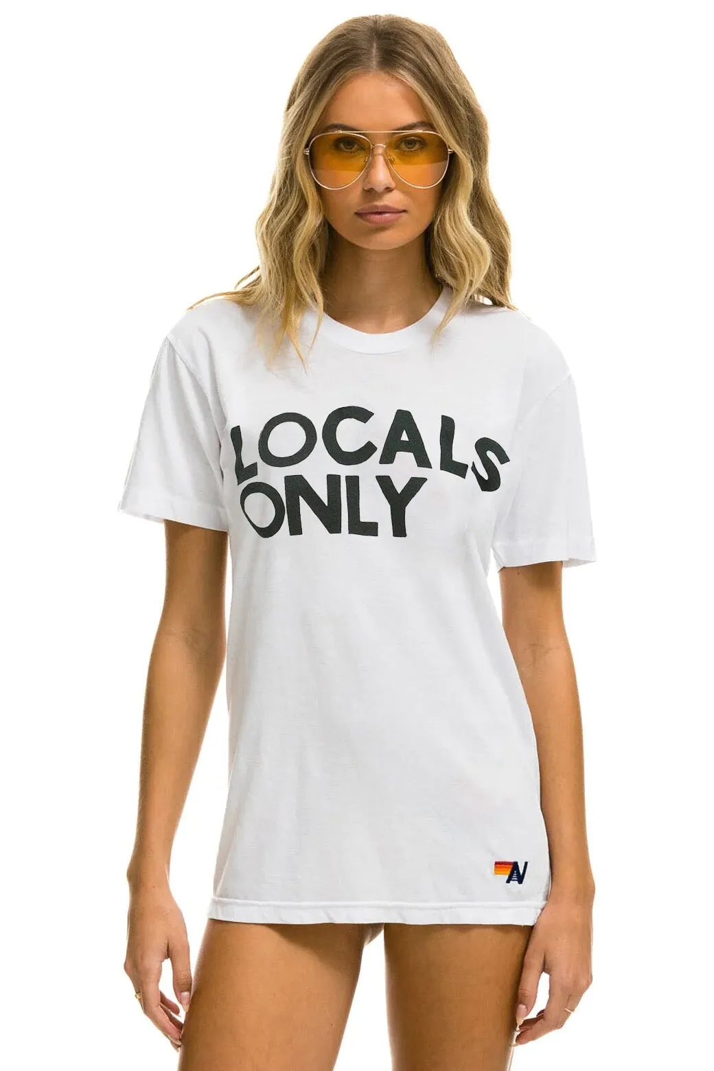 LOCALS ONLY TEE - WHITE sold by Aviator Nation