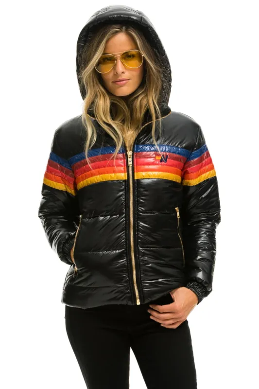 5 STRIPE TREKKER JACKET - GLOSSY BLACK sold by Aviator Nation