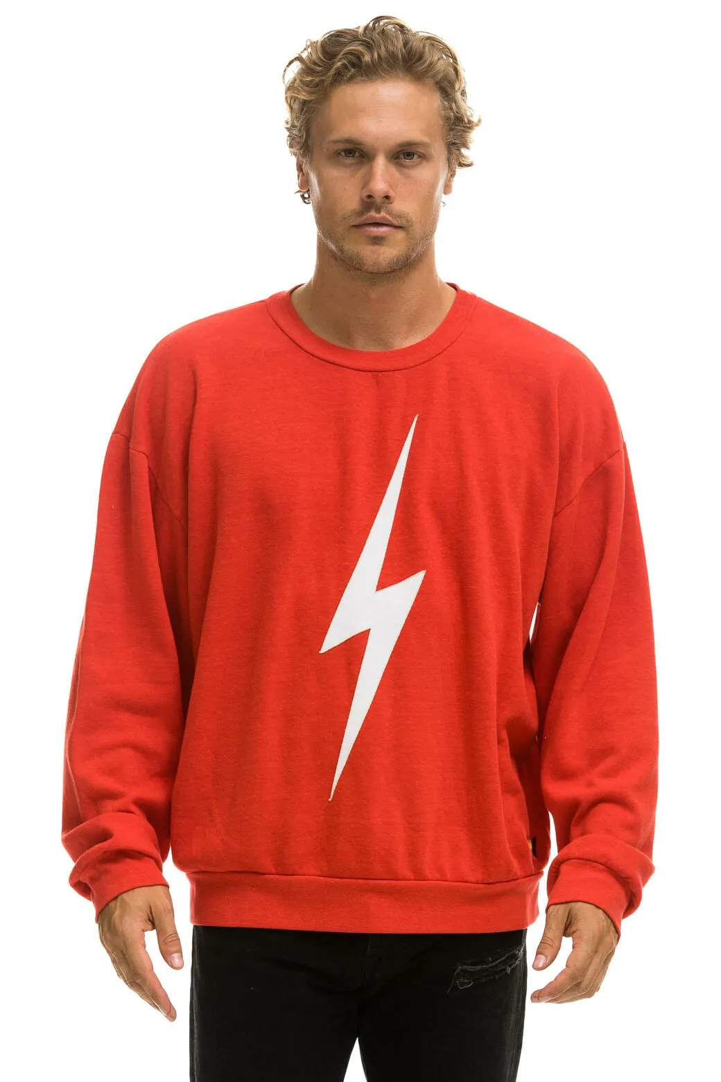 BOLT RELAXED CREW SWEATSHIRT - RED // WHITE sold by Aviator Nation product image thumbnail 2