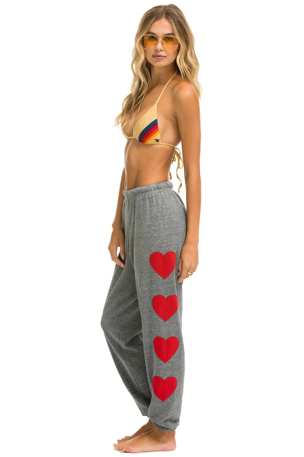 HEART STITCH 4 SWEATPANTS - HEATHER GREY sold by Aviator Nation