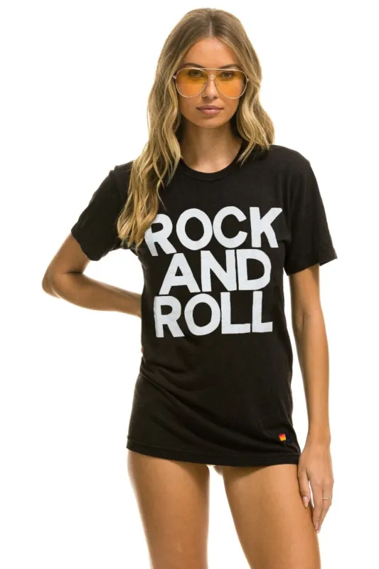 ROCK AND ROLL TEE - BLACK sold by Aviator Nation