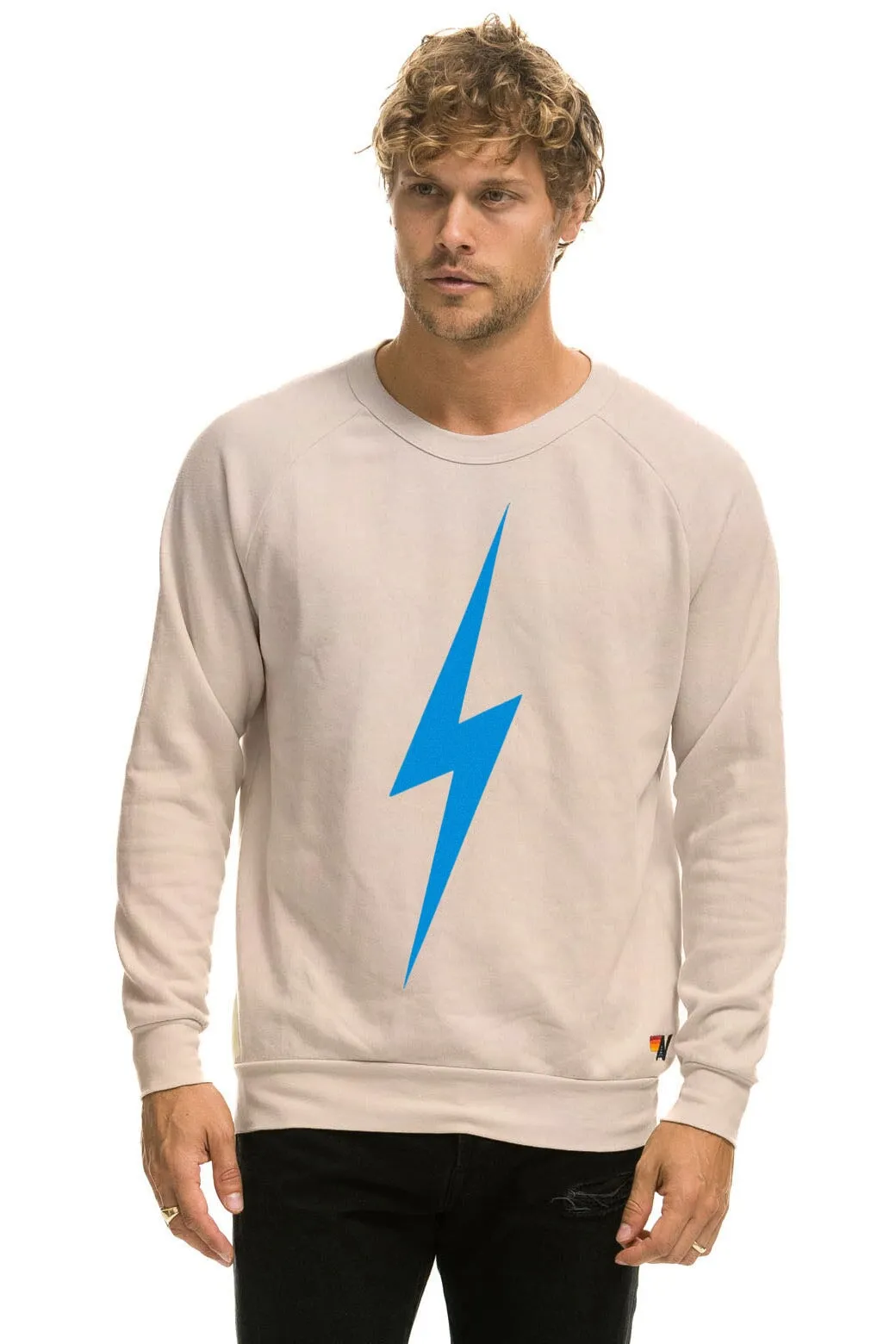 BOLT CREW SWEATSHIRT - SAND // BLUE sold by Aviator Nation product image thumbnail 2