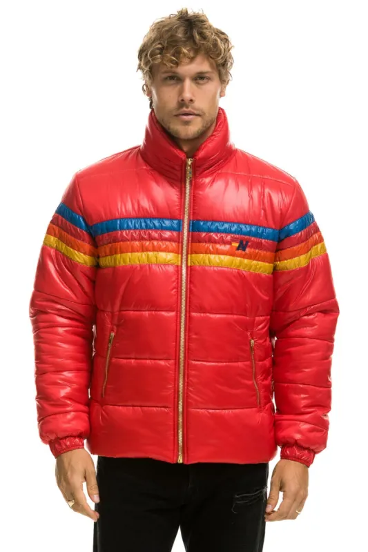 4 STRIPE LUXE TRAVELER JACKET - GLOSSY CHERRY sold by Aviator Nation