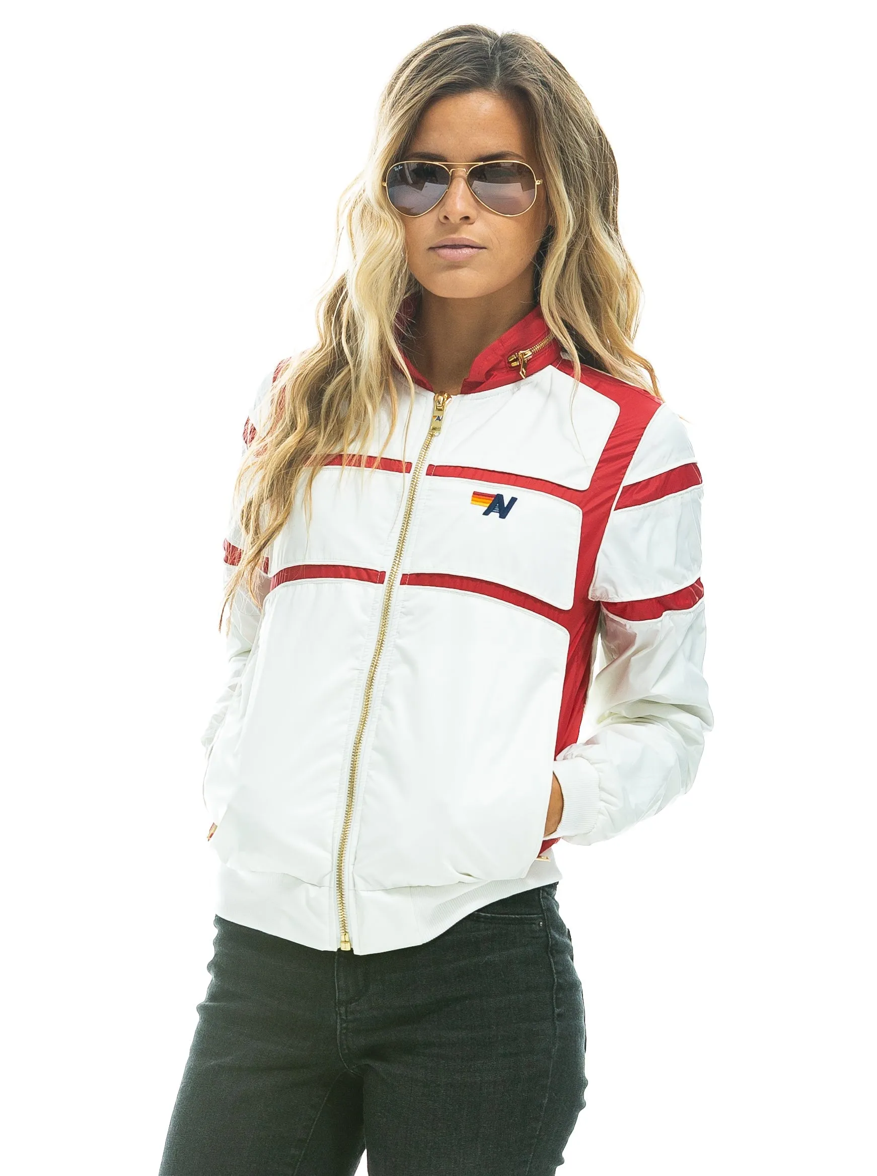 RACER JACKET - WHITE // CHERRY sold by Aviator Nation product image thumbnail 2