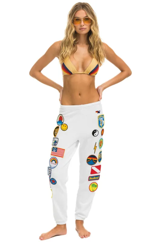 VINTAGE PATCH SWEATPANTS - WHITE sold by Aviator Nation