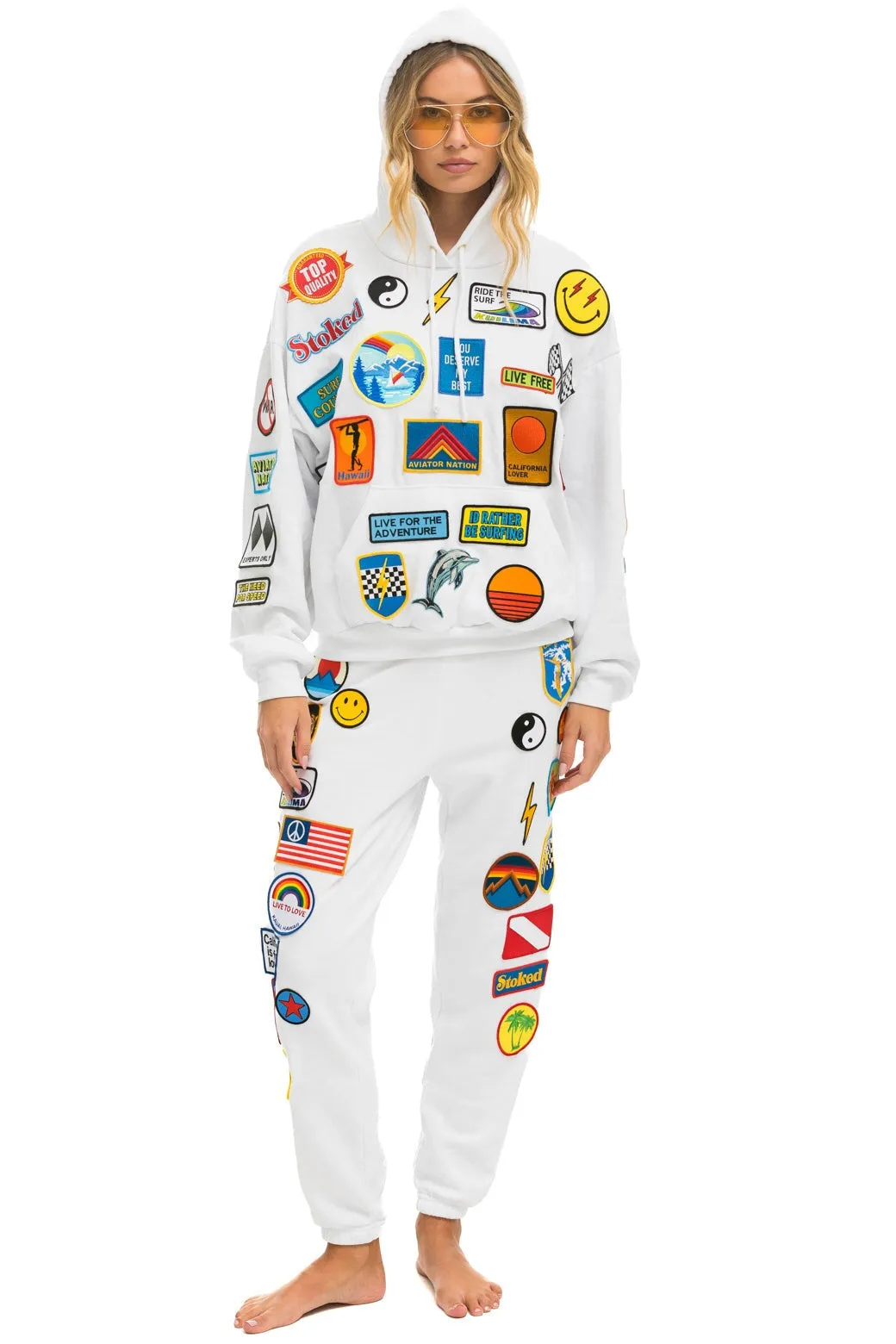 VINTAGE PATCH SWEATPANTS - WHITE sold by Aviator Nation product image thumbnail 5