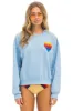 RAINBOW HEART STITCH RELAXED CREW SWEATSHIRT - ICE sold by Aviator Nation