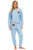 RAINBOW HEART STITCH RELAXED CREW SWEATSHIRT - ICE sold by Aviator Nation