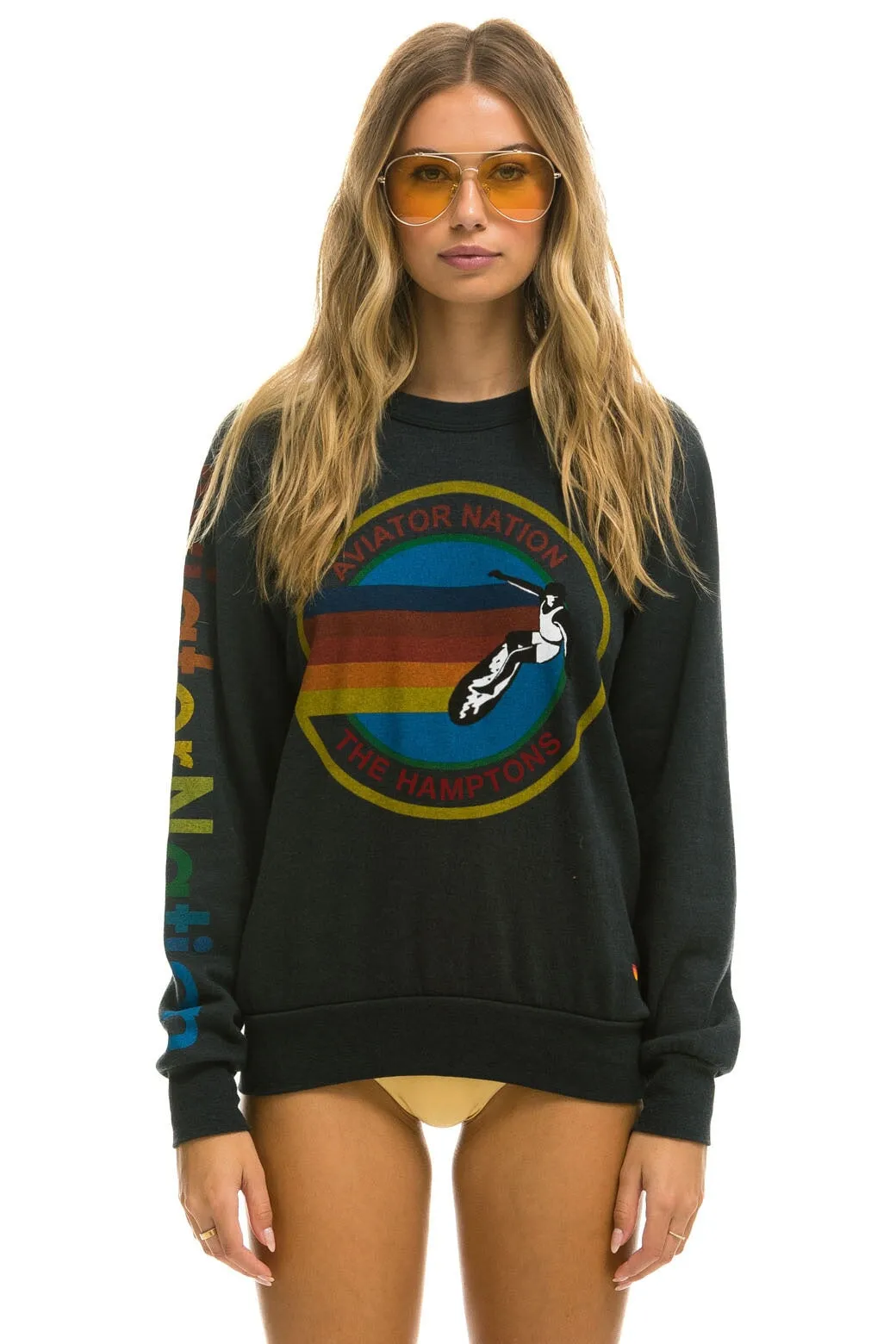 AVIATOR NATION HAMPTONS CREW SWEATSHIRT - CHARCOAL sold by Aviator Nation