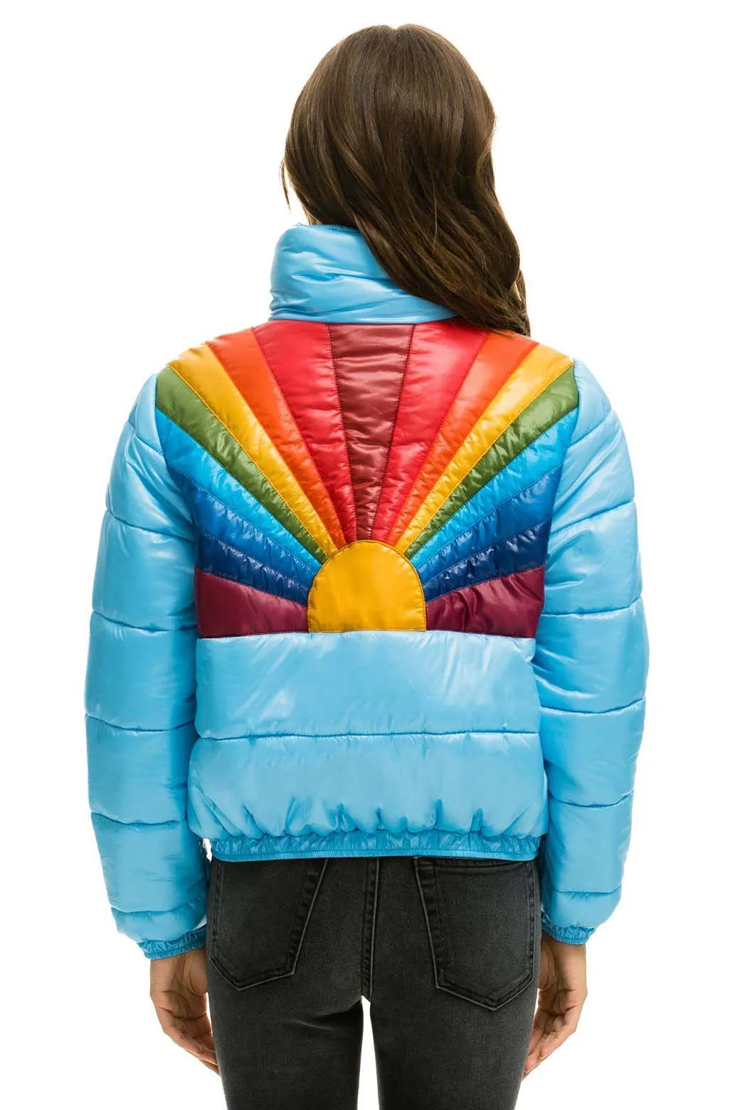 SUNBURST APRES PUFFER JACKET - GLOSSY SKY sold by Aviator Nation