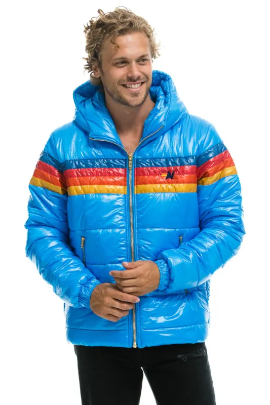 4 STRIPE LUXE TREKKER JACKET - GLOSSY BLUE sold by Aviator Nation