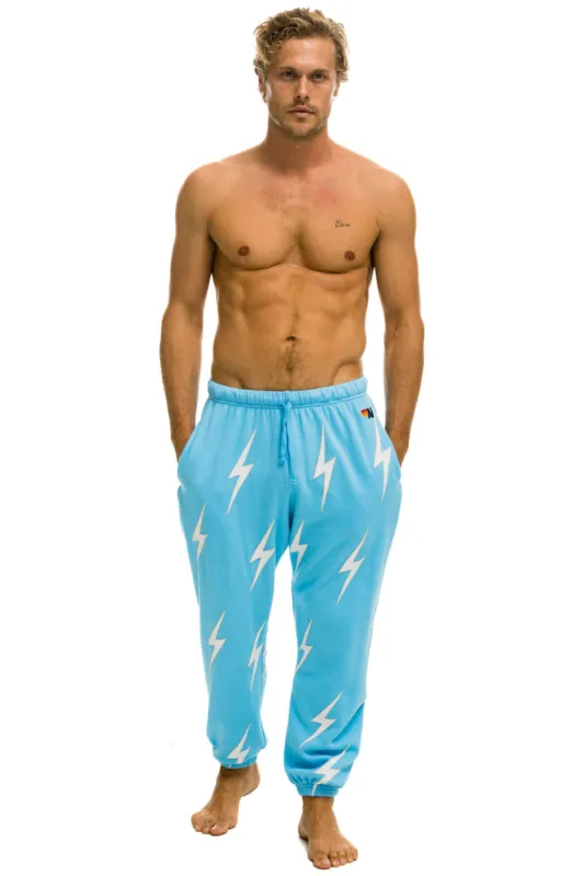 BOLT STITCH REPEAT SWEATPANTS - SKY // WHITE sold by Aviator Nation
