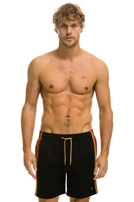 MEN'S 5 STRIPE FLEX SHORTS 7 INCH - BLACK sold by Aviator Nation