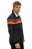 charcoal 5 stripe zip hoodie sold by Aviator Nation