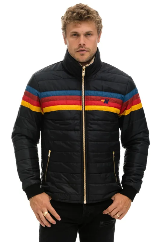 charcoal 5 stripe zip hoodie sold by Aviator Nation