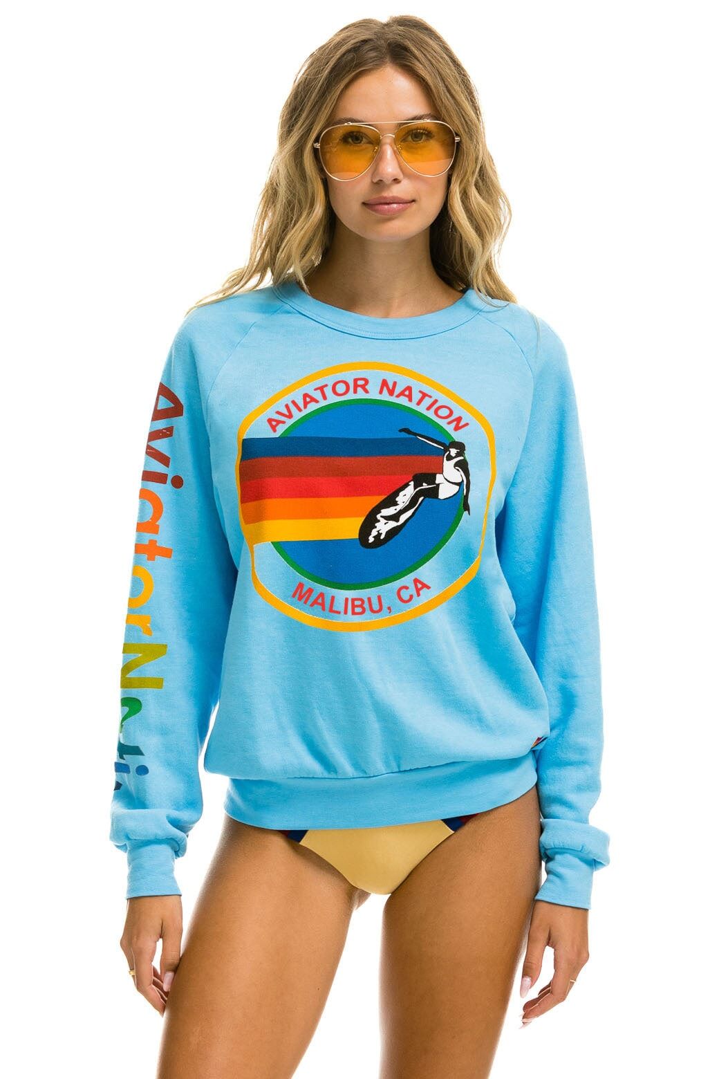 AVIATOR NATION MALIBU CREW SWEATSHIRT - SKY sold by Aviator Nation