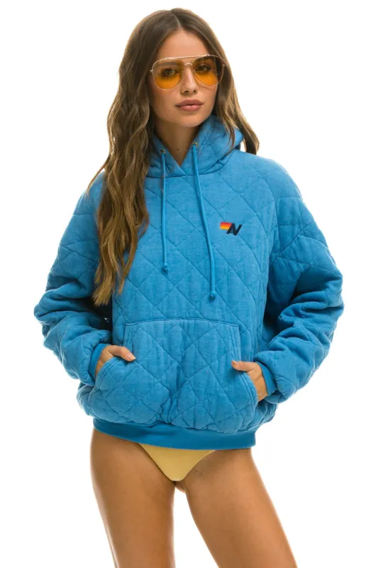 QUILTED RELAXED PULLOVER HOODIE - OCEAN sold by Aviator Nation