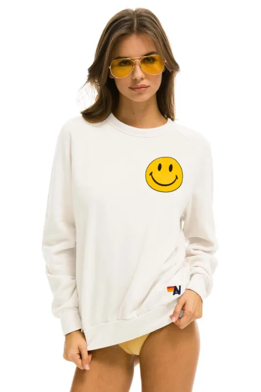 SMILEY 2 CREW SWEATSHIRT - VINTAGE WHITE sold by Aviator Nation