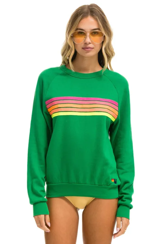 5 STRIPE CREW SWEATSHIRT - KELLY GREEN // YELLOW // NEON PINK sold by Aviator Nation