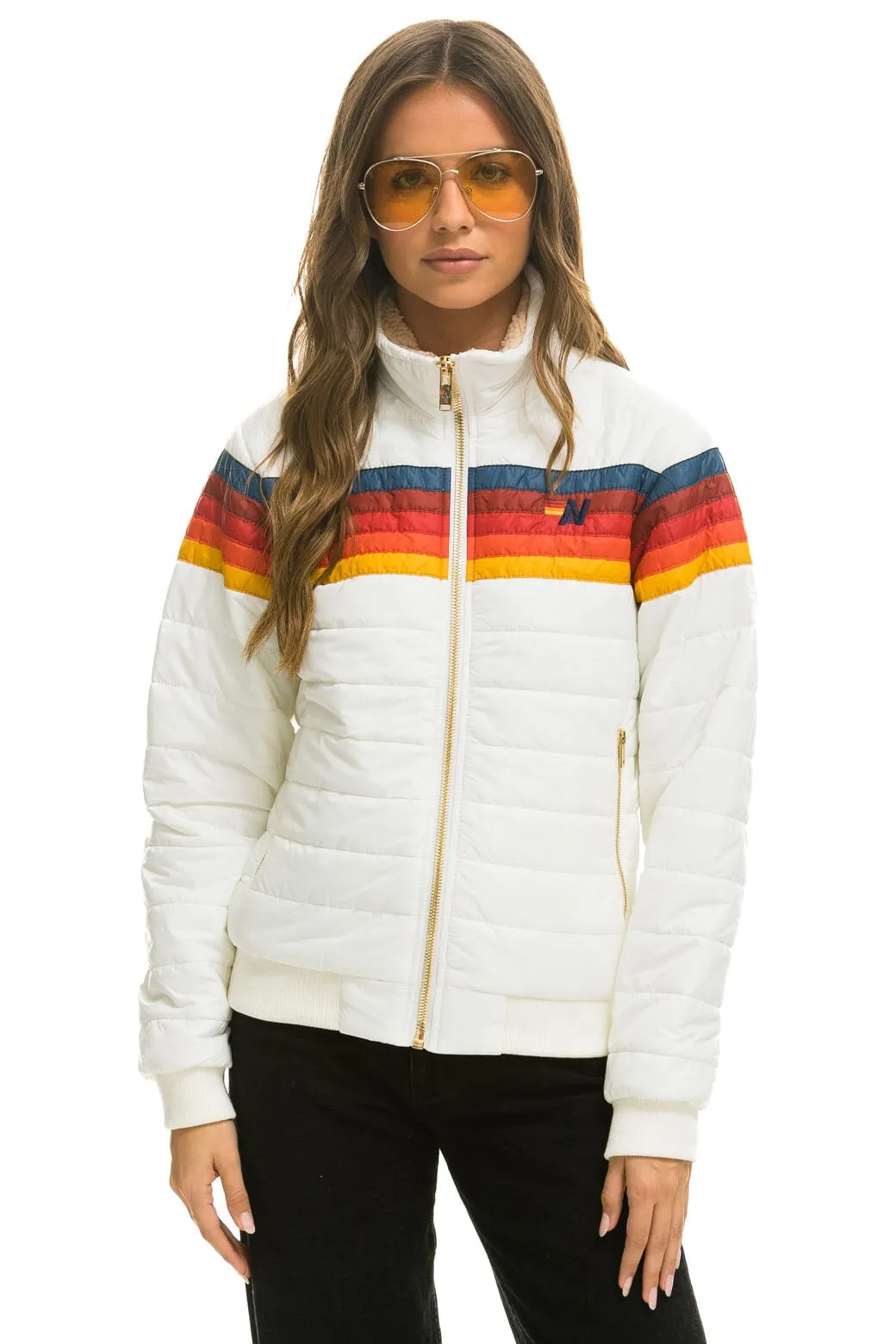 5 STRIPE JACKET - WHITE sold by Aviator Nation