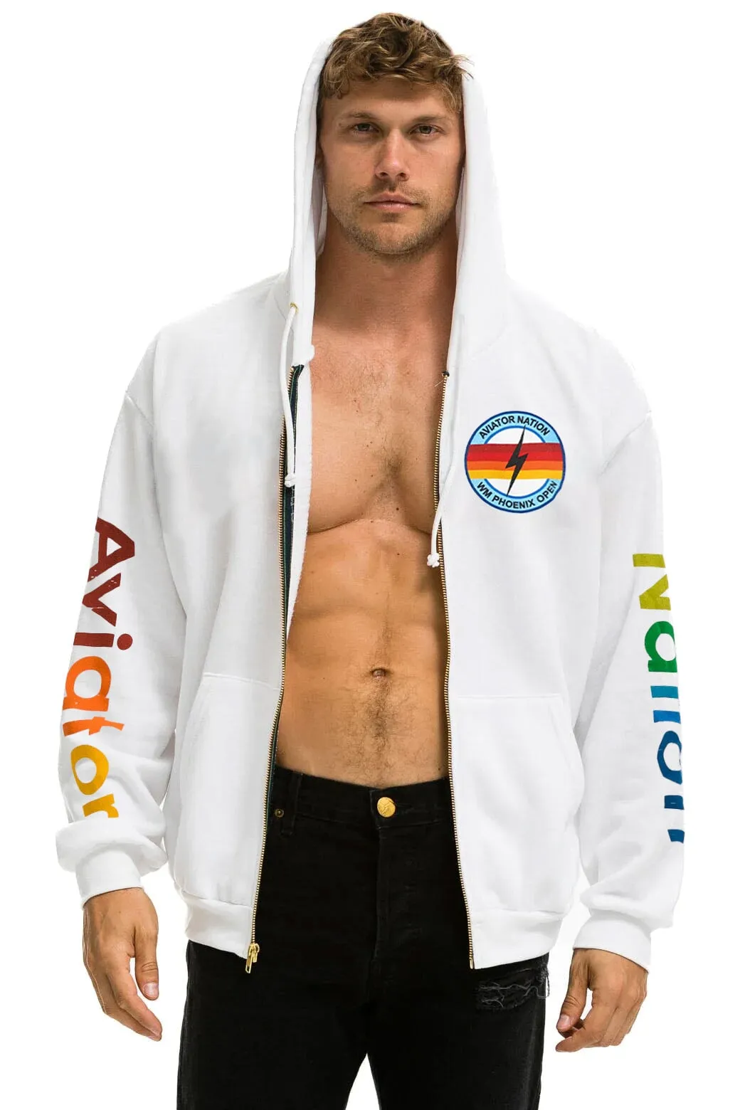 WASTE MANAGEMENT OPEN 2024 RELAXED ZIP HOODIE - WHITE sold by Aviator Nation product image thumbnail 2