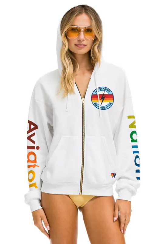 WASTE MANAGEMENT OPEN 2024  RELAXED ZIP HOODIE - WHITE sold by Aviator Nation