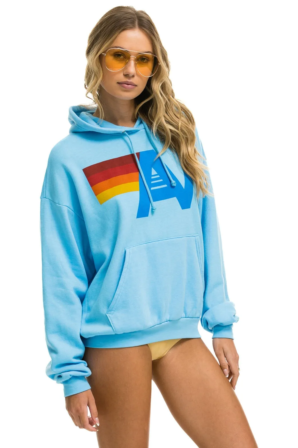 LOGO PULLOVER RELAXED HOODIE - SKY sold by Aviator Nation product image thumbnail 3