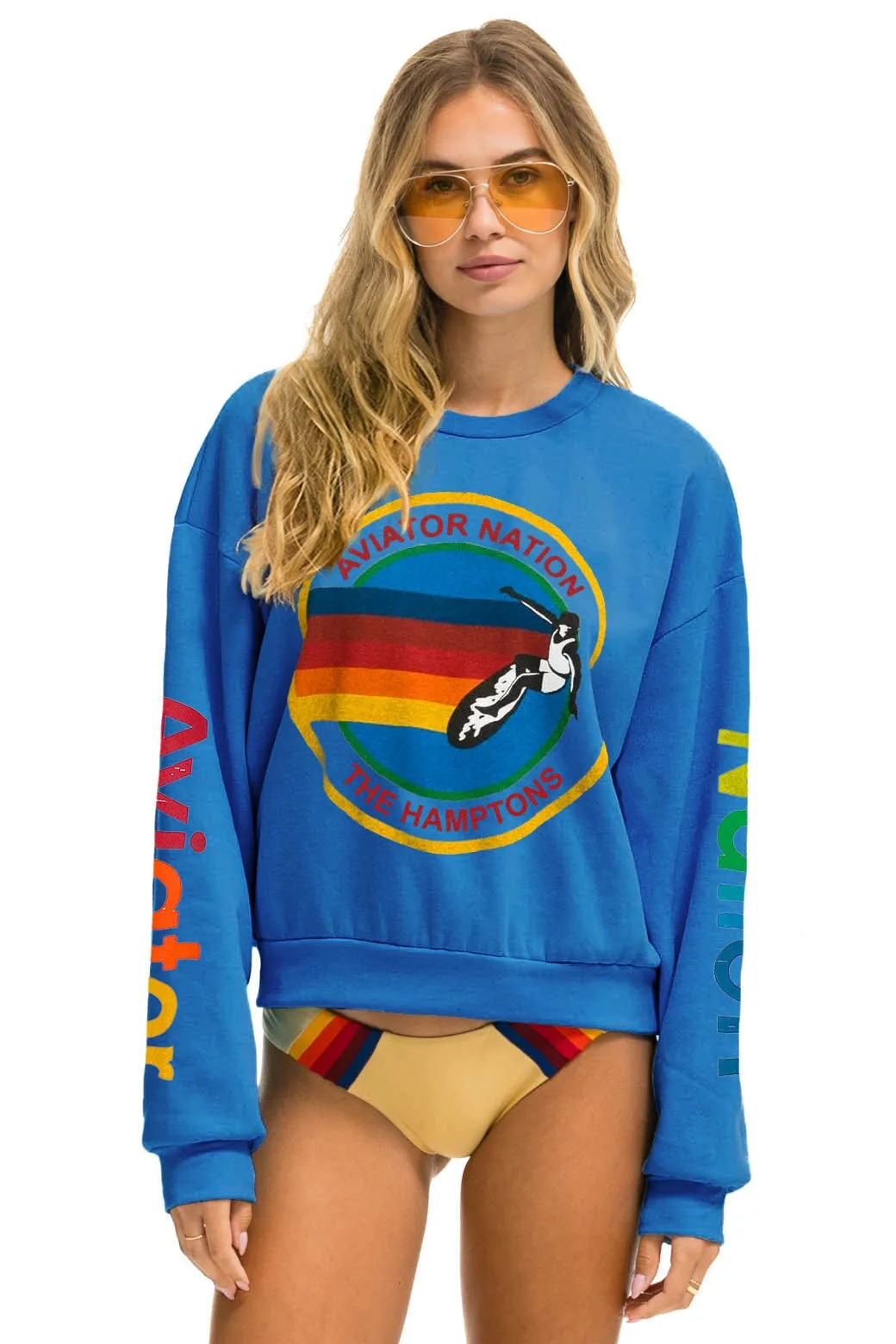 AVIATOR NATION HAMPTONS RELAXED CREW SWEATSHIRT - OCEAN sold by Aviator Nation
