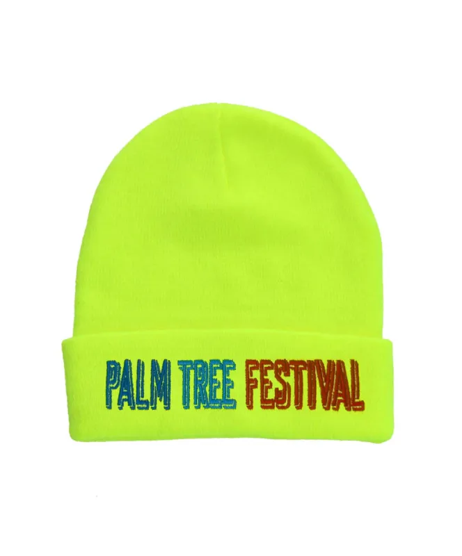 PALM TREE FESTIVAL ASPEN 2023 BEANIE - NEON YELLOW sold by Aviator Nation