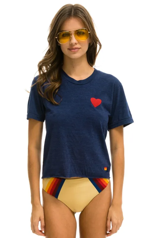 HEART EMBROIDERY BOYFRIEND TEE - NAVY sold by Aviator Nation