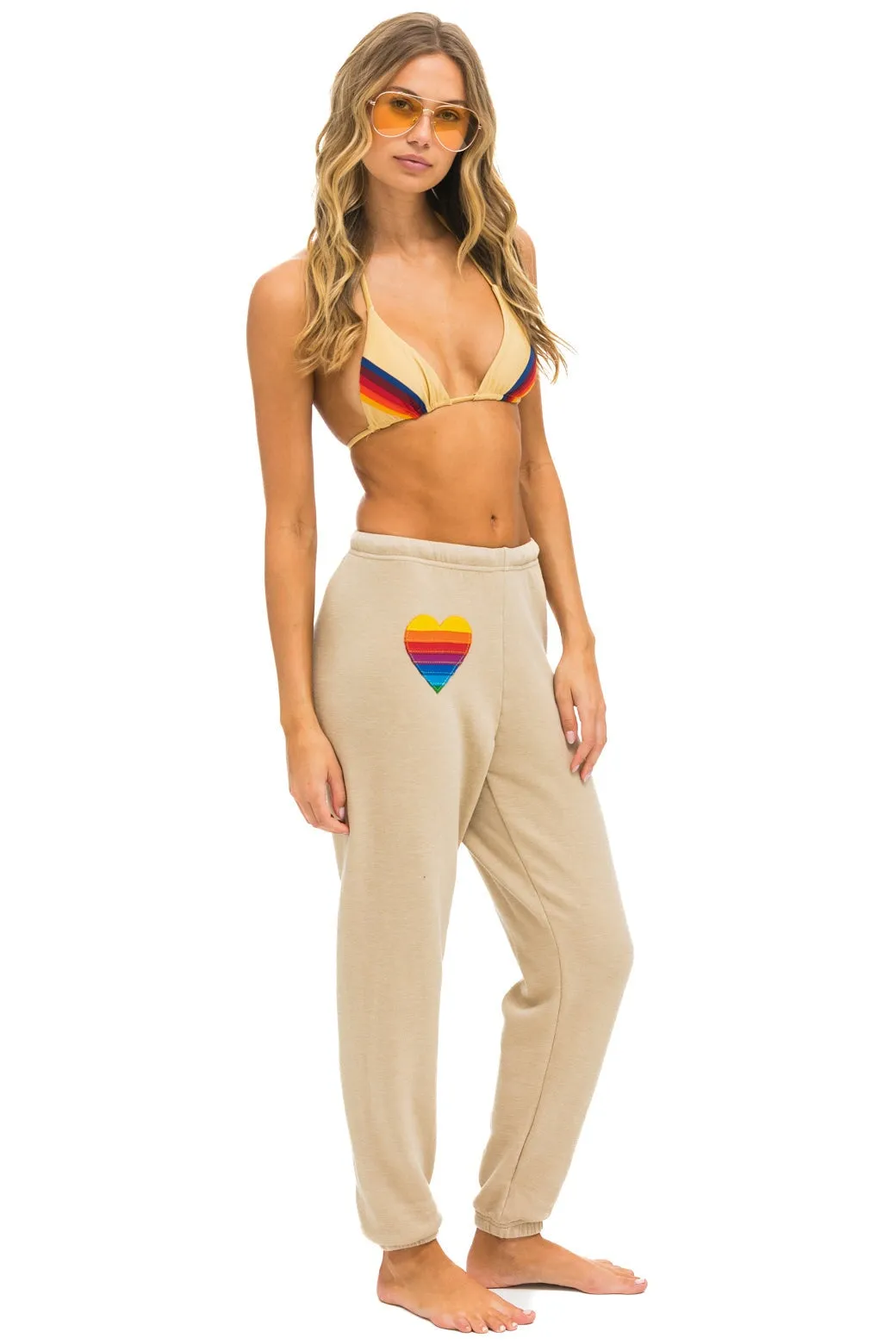 RAINBOW HEART STITCH SWEATPANTS - SAND sold by Aviator Nation product image thumbnail 2