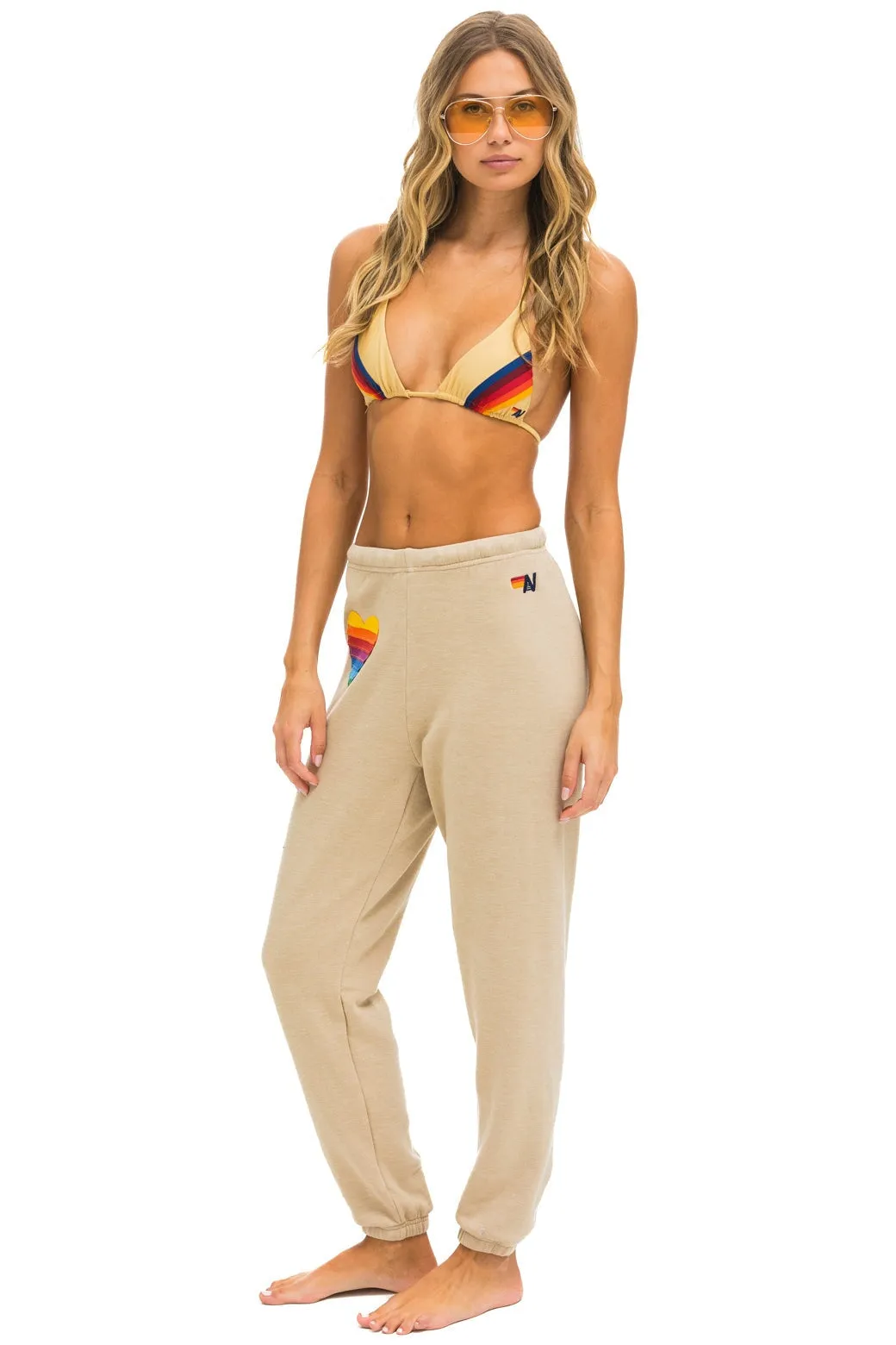 RAINBOW HEART STITCH SWEATPANTS - SAND sold by Aviator Nation product image thumbnail 3
