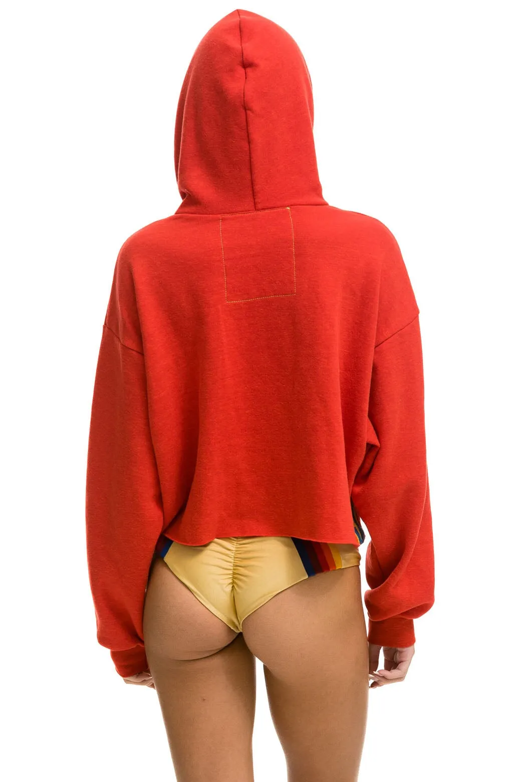 BOLT STRIPE RELAXED CROPPED PULLOVER HOODIE - RED sold by Aviator Nation product image thumbnail 5