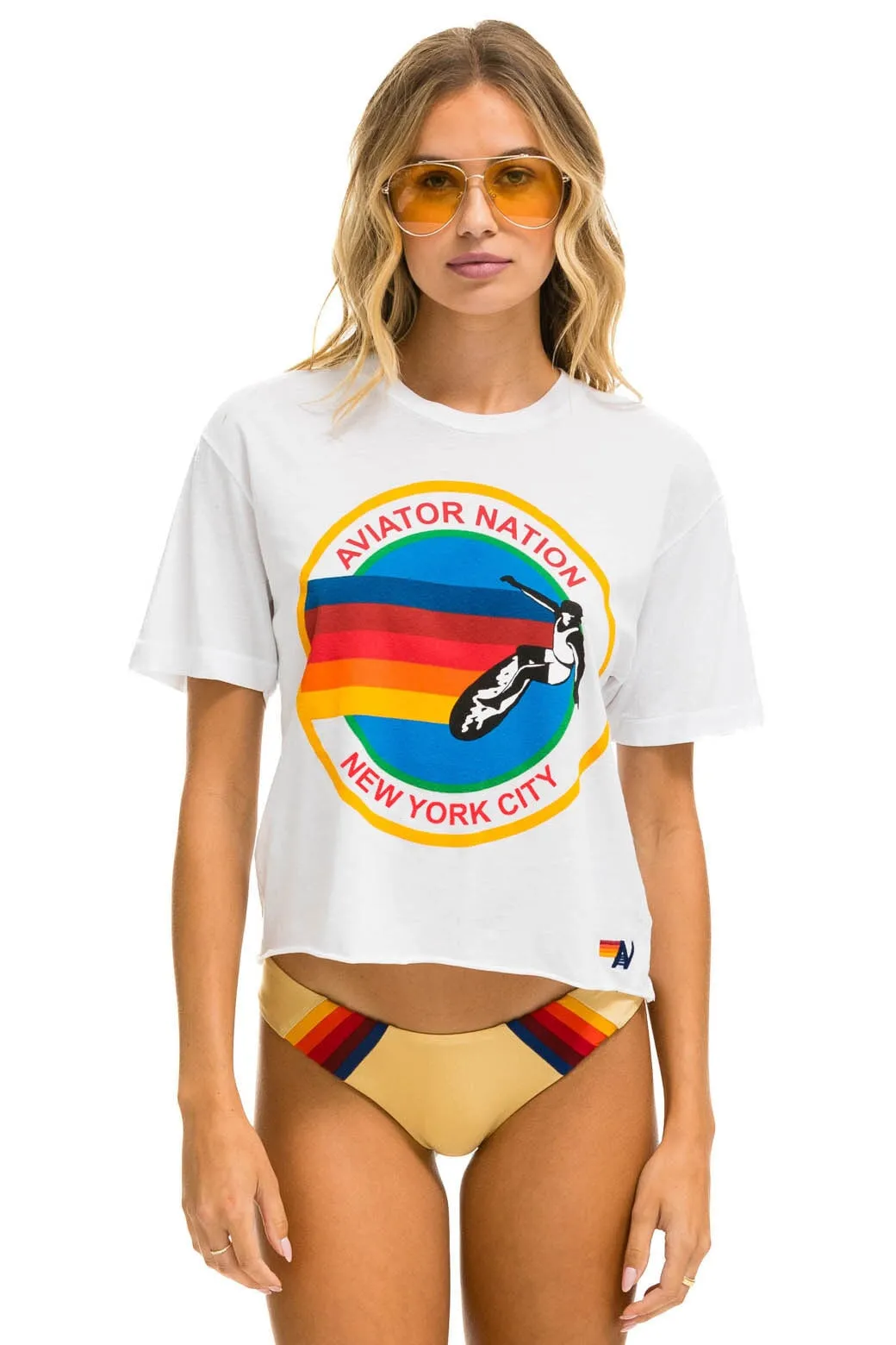SIGNATURE NEW YORK CITY BOYFRIEND TEE - WHITE sold by Aviator Nation