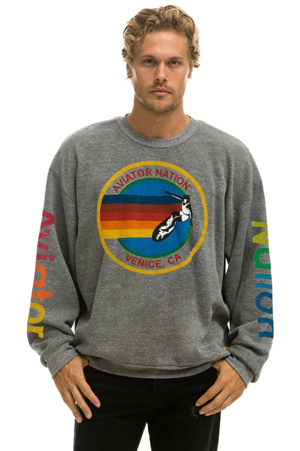 AVIATOR NATION RELAXED CREW SWEATSHIRT - HEATHER GREY sold by Aviator Nation product image thumbnail 2