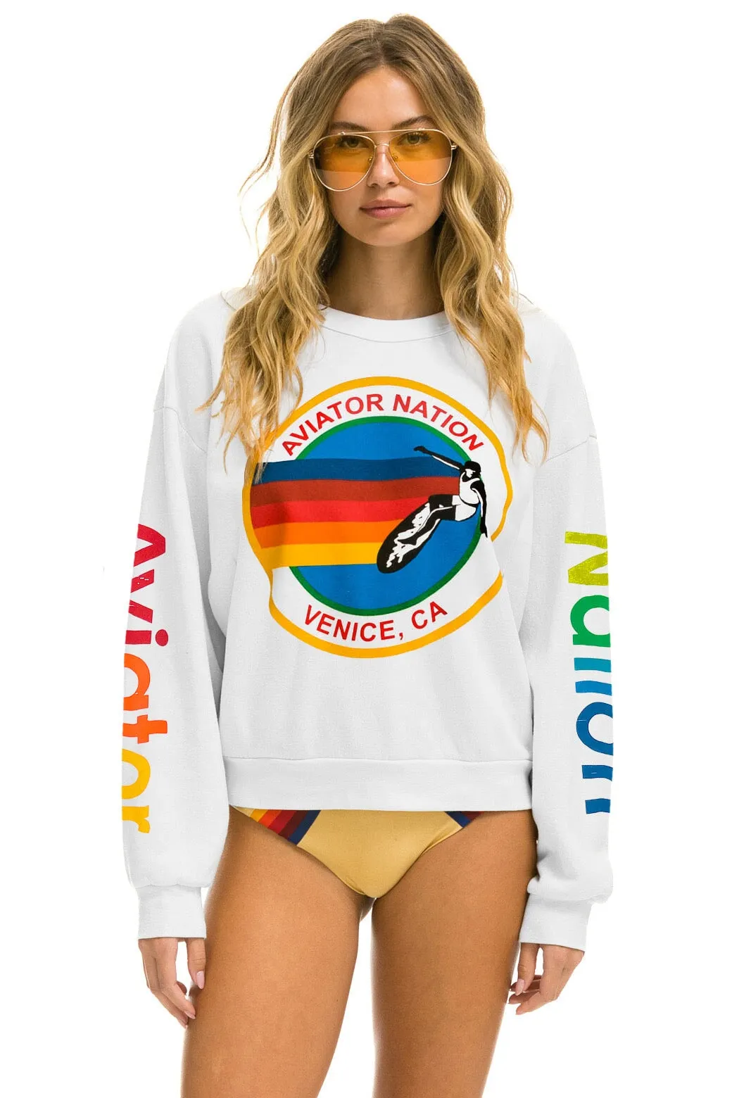 AVIATOR NATION RELAXED CREW SWEATSHIRT - WHITE sold by Aviator Nation