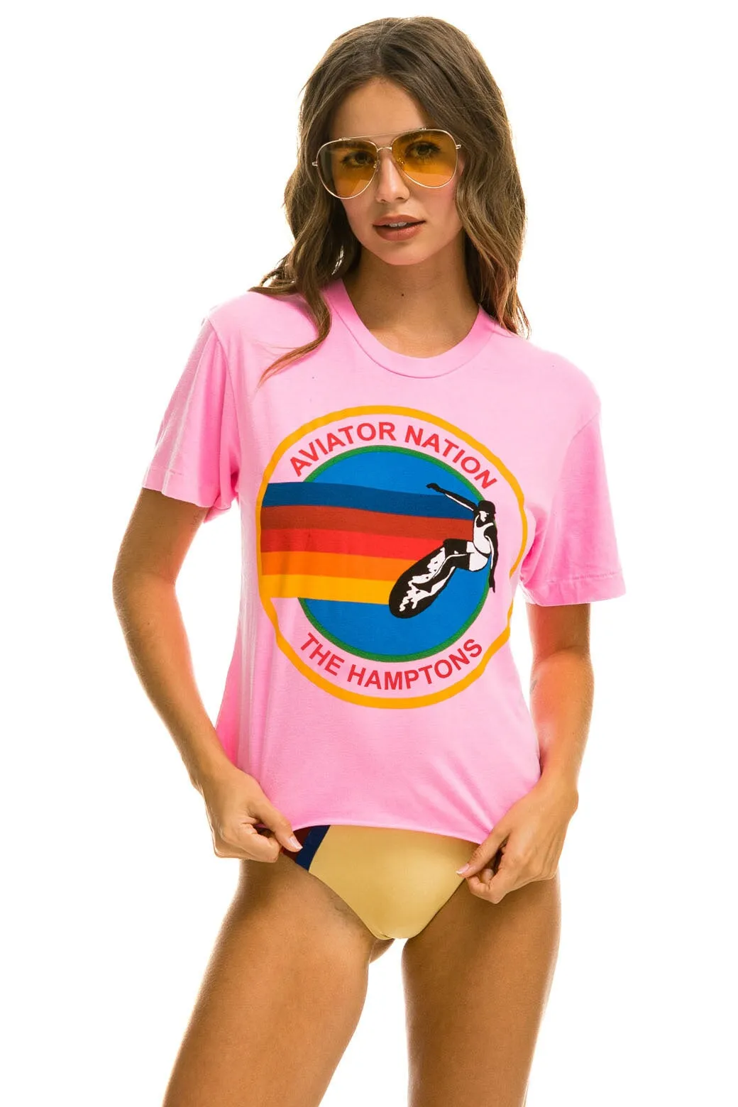 AVIATOR NATION HAMPTONS BOYFRIEND TEE - NEON PINK sold by Aviator Nation