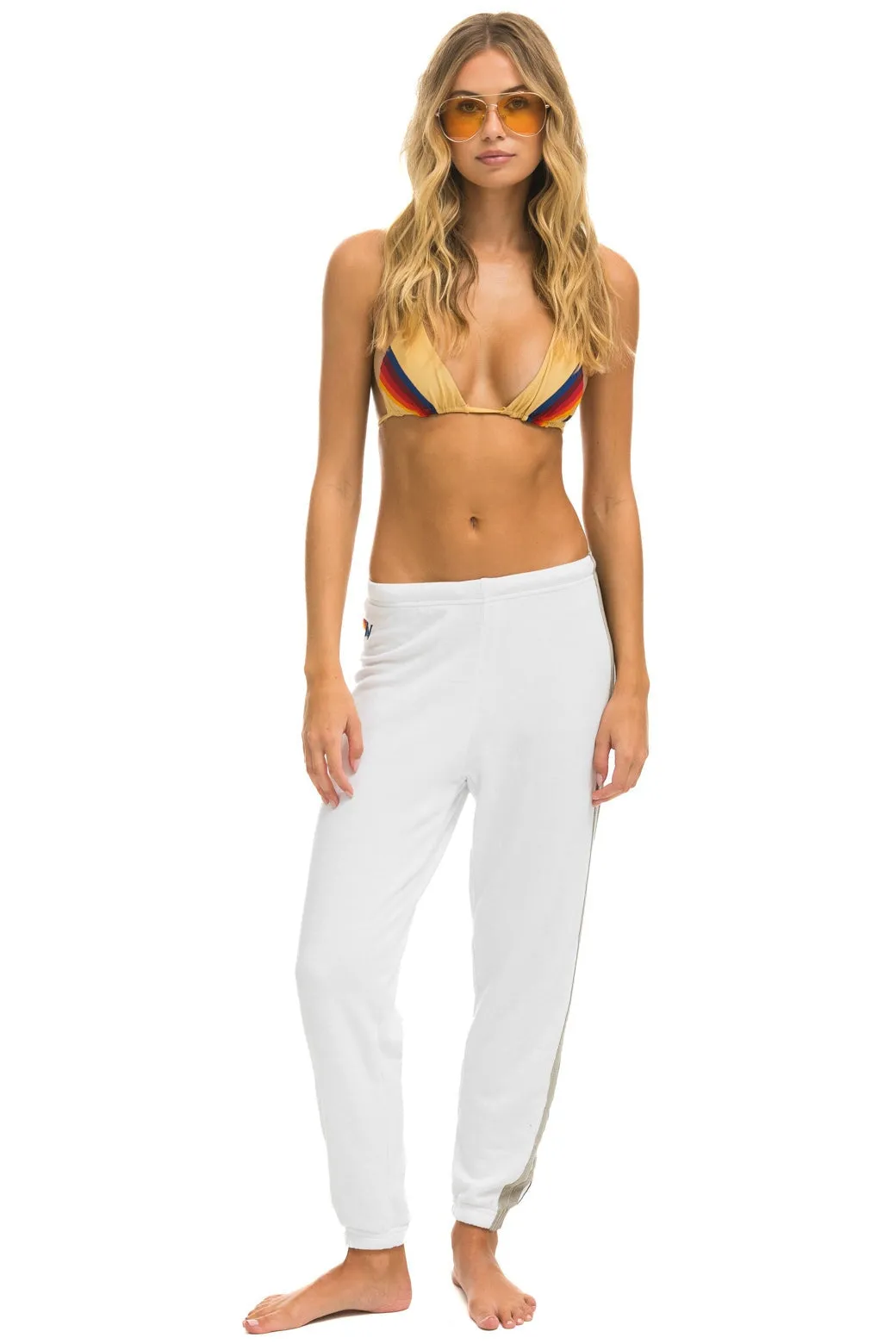 5 STRIPE SWEATPANTS - WHITE // GREY sold by Aviator Nation product image thumbnail 2