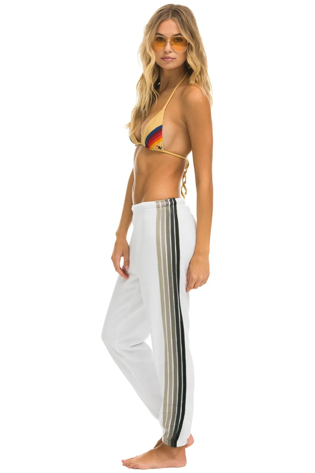5 STRIPE SWEATPANTS - WHITE // GREY sold by Aviator Nation