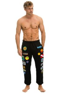 VINTAGE PATCH SWEATPANTS - BLACK sold by Aviator Nation