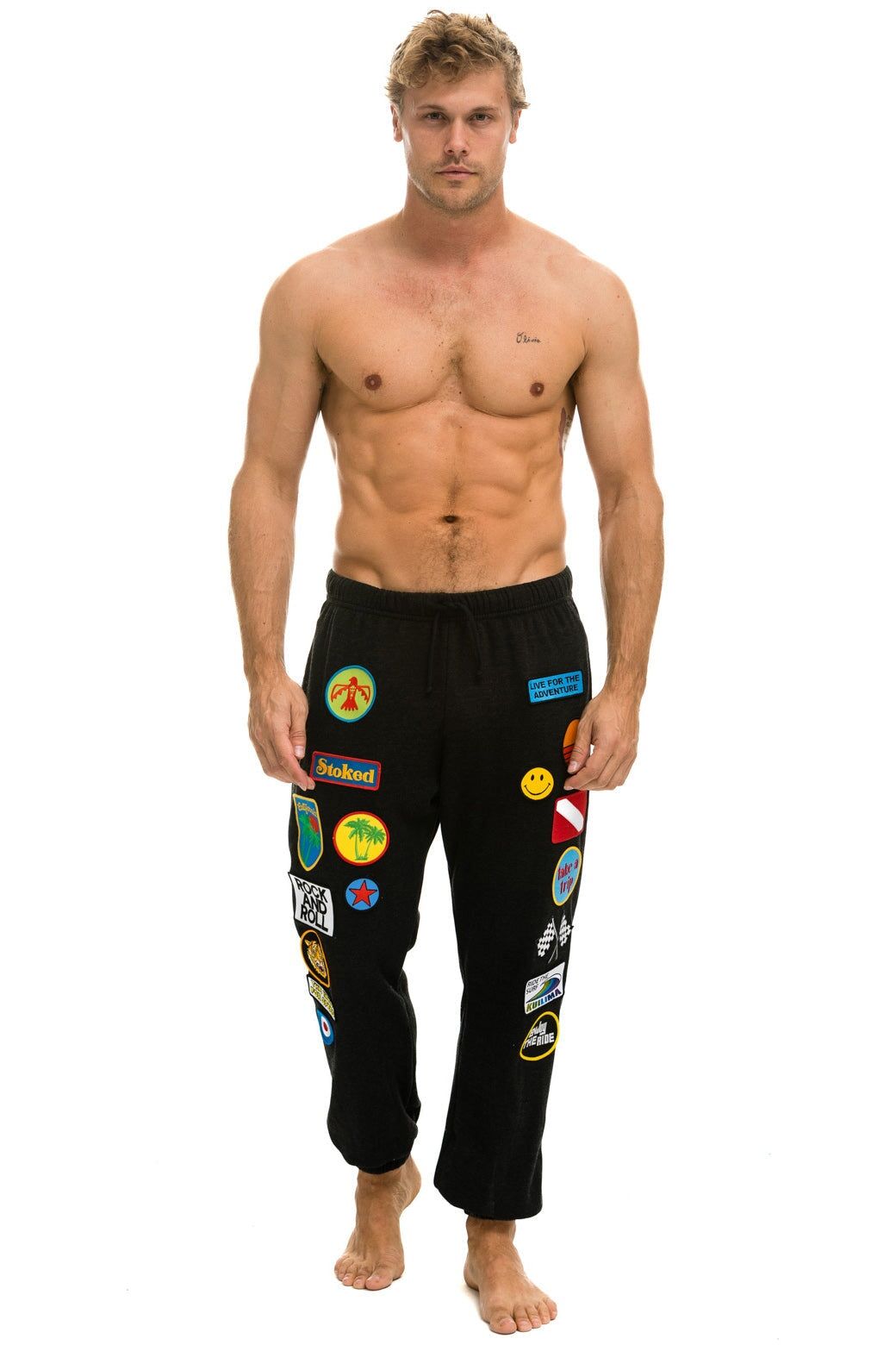 VINTAGE PATCH SWEATPANTS - BLACK sold by Aviator Nation