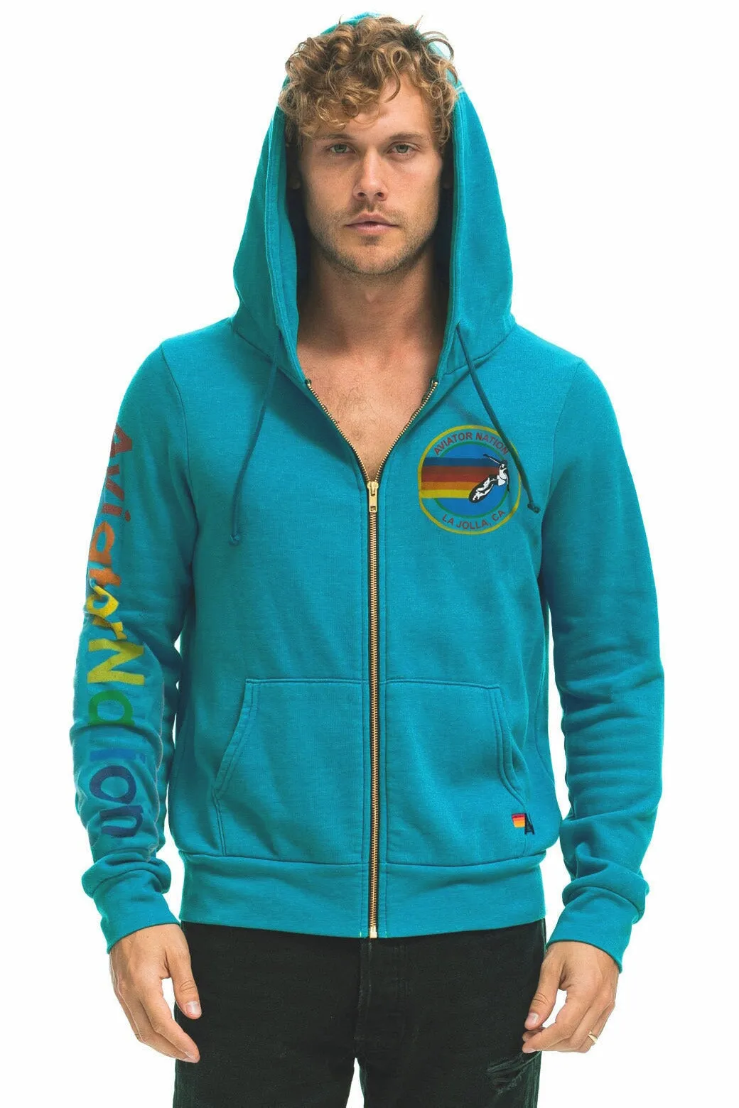 AVIATOR NATION LA JOLLA ZIP HOODIE - TEAL sold by Aviator Nation product image thumbnail 2