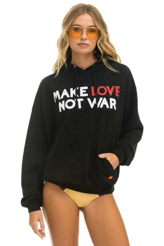 MAKE LOVE NOT WAR RELAXED PULLOVER HOODIE - BLACK sold by Aviator Nation