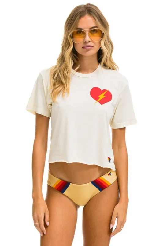 BOLT HEART BOYFRIEND TEE - VINTAGE WHITE sold by Aviator Nation