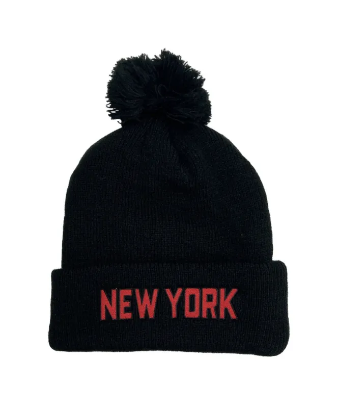NEW YORK POM POM BEANIE - BLACK sold by Aviator Nation