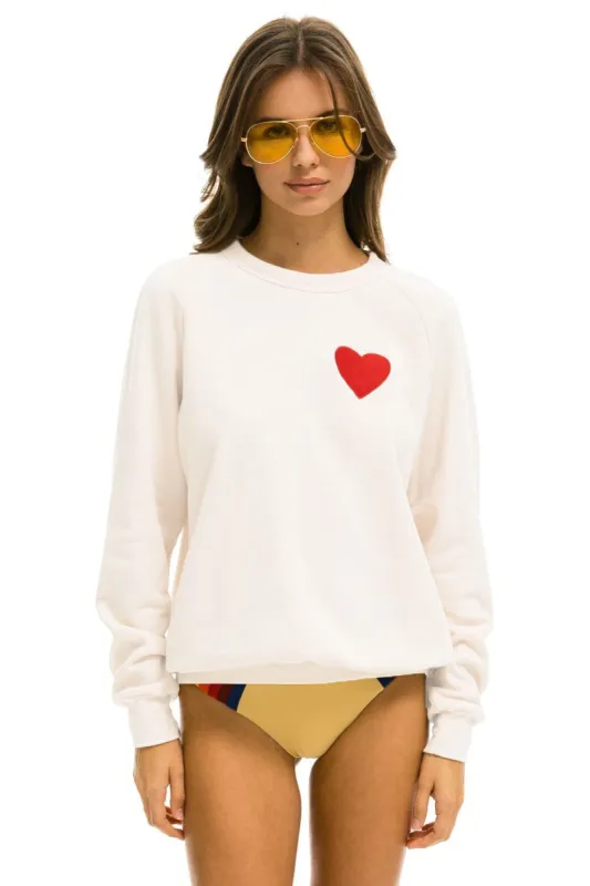 HEART EMBROIDERY SWEATSHIRT - WHITE sold by Aviator Nation