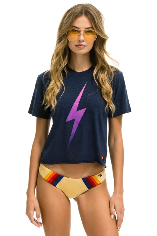 BOLT FADE BOYFRIEND TEE - HEATHER NAVY // PINK PURPLE sold by Aviator Nation