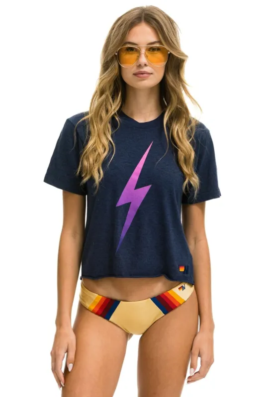 BOLT FADE BOYFRIEND TEE - NAVY sold by Aviator Nation