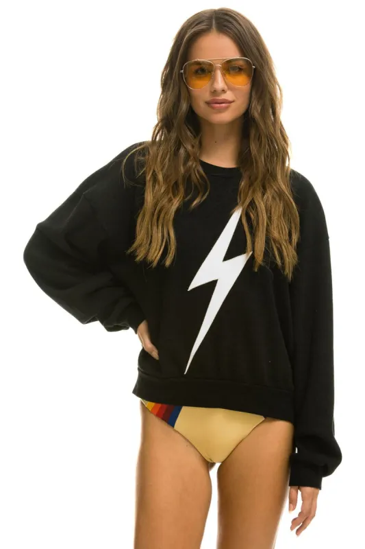 BOLT STITCH RELAXED CREW SWEATSHIRT - BLACK // WHITE sold by Aviator Nation